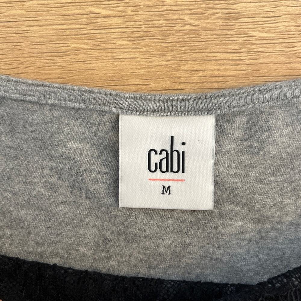 Cabi 3815 Lacey Tee Gray Black Lace Sleeveless Tank Top Size Medium Minimalist - Picture 3 of 7